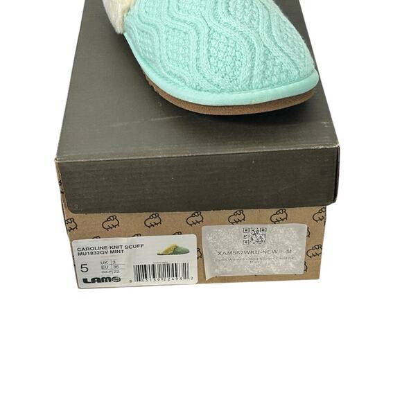 Lamo Caroline Knit Scuff Slippers Mint US Size 5 NWOT — Slip-On Comfort & Style - Picture 6 of 12